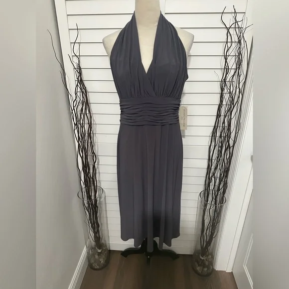 evan picone black halter dress Evan Picone Silver Metallic & Black Formal Evening Halter Dress Womens Petite 4P